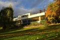 Villa Tugendhat Brno - Czech Republic. Beautiful autumn atmosphere in the park of the villa. Modern architecture of functionalist