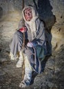 Leprous dressed in rags during a historical re-enactment in the Royalty Free Stock Photo