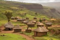 Village in the african savannah. Generative AI Royalty Free Stock Photo