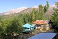 the village Arslanbob in the Jalal-Abad Region of Kyrgyzstan from above, Central Asia