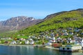 The village of Aurlandsvangen at the coast of the Sogne fjord & x28;Aurlands fjord