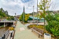 Festive ground on the embankment of the Arda River in Banite, Bulgaria Royalty Free Stock Photo