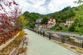 Arda river embankment in Banite village in Bulgaria Royalty Free Stock Photo