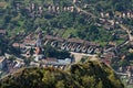 Village at the base of a cliff Royalty Free Stock Photo