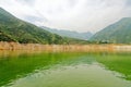 Small village in bay in the Three Gorges, China Royalty Free Stock Photo