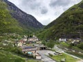 The village of Bignasco on the river Maggia and in the Maggia Valley or Valle Maggia or Maggiatal, Bignasco