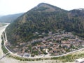 Village at the bottom of the mountain in Berat in Albania.