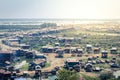 Village in cambodia landscape - houses on piles