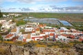 The village of Castro Marim viewed from the castle and with Sapal natural reserve in the background, Castro Marim, Algarve