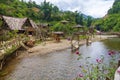 The village Cat Cat in Sapa, Vietnam. Large waterfall in the rainy season