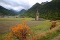 The village of Ceillac with Sainte Cecile Church, Southern Alps, France