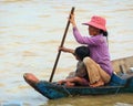 People from a Cambodian fishing village on Tonle Sap Lake -Siem Reap, Cambodia 02/21/2011 Royalty Free Stock Photo