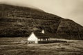 Village church in Saksun, Faroe Islands, Denmark Royalty Free Stock Photo