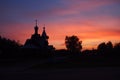 Village Church at sunset. Royalty Free Stock Photo