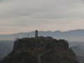 The village of Civita Bagnoregio perched on a small mountain