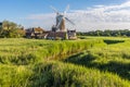 The village of Cley and drainage channels in the marshes in Norfolk, UK