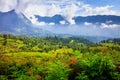 Village and Cliff at Bromo Volcano in Tengger Semeru, Java, Indonesia Royalty Free Stock Photo