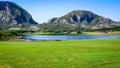 Village on the coast of the Norwegian fjord Royalty Free Stock Photo