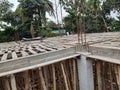 Village construction rooftop working site