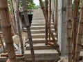 Village construction stairs & rooftop work by bamboo