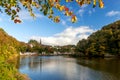 Glanmire village Cork Ireland beautiful view autumn orange leaves river reflection