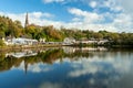 Glanmire village Cork Ireland beautiful view autumn orange leaves river reflection