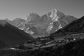 Village Dhole and Mt Thamserku, Everest National Park Royalty Free Stock Photo