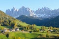 Village with Dolomites background