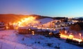 Obec Donovaly v noci - lyžiarske stredisko Slovensko