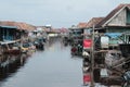 The village on the edge of the Lumpur river South Sumatra