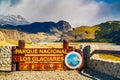 Village of El Chalten and the Los Glaciares National Park sign Royalty Free Stock Photo