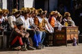 Village elders watching the Tibetan Buddhist Tiji Festival in Lo Manthang, Nepal