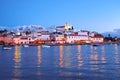 The village Ferragudo in Portugal at sunset Royalty Free Stock Photo