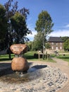 Village fountain at Quirinusplatz in Millingen Royalty Free Stock Photo