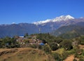 Village Ghale Gaun and Annapurna range Royalty Free Stock Photo