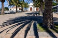 Village green with Palms and shadows at Garafia, La Palma