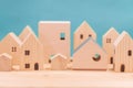 Village home wood figure for city concept. Small house wooden model for background Royalty Free Stock Photo