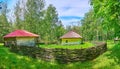 The village house and barn behind the wicker fence, Pereiaslav Scansen, Pereiaslav, Ukraine