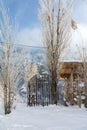 A village house and a metal fence on the road to Geghard Monastery