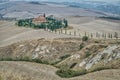 Village house in the middle of fields for agroturismo in Tuscany, Italy. Royalty Free Stock Photo