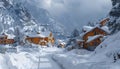 Village house with Mountain view, winter, generated by AI Royalty Free Stock Photo