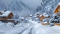 Village house with Mountain view, winter, generated by AI Royalty Free Stock Photo