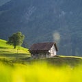 Village house. Old House in the European Alps. Old Cabin in the forest. Dilapidated house in the European Alps. Old Royalty Free Stock Photo
