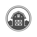 Village house ranch real estate farmer home suburb neighborhood circle frame logo vector