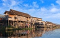 Village of Intha people over water on Inle lake  Shan state  Myanmar Royalty Free Stock Photo