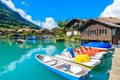 Village Iseltwald at Lake Brienz - beautiful lake in the alps at Interlaken, Switzerland Royalty Free Stock Photo