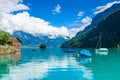 Village Iseltwald at Lake Brienz - beautiful lake in the alps at Interlaken, Switzerland Royalty Free Stock Photo