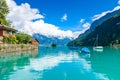 Village Iseltwald at Lake Brienz - beautiful lake in the alps at Interlaken, Switzerland Royalty Free Stock Photo