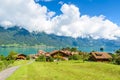 Village Iseltwald at Lake Brienz - beautiful lake in the alps at Interlaken, Switzerland Royalty Free Stock Photo