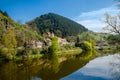 Village Karlstein and Berounka river, Czech Republic